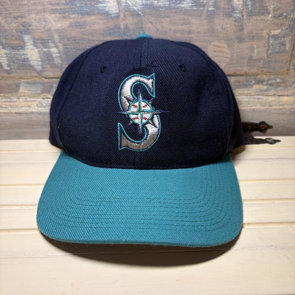 VTG 90s Seattle Mariners Sports Specialties Plain Logo Snapback Hat Wool Blend